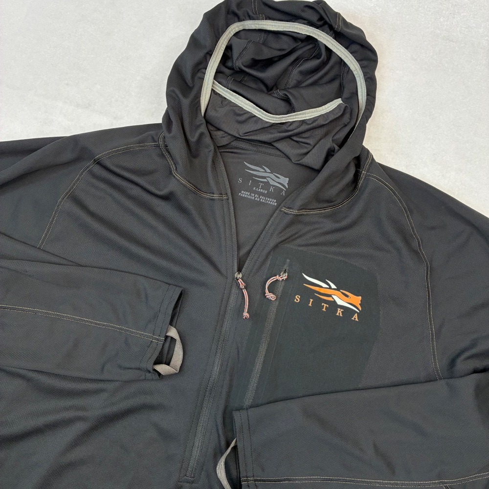 Sitka Core Lightweight Hoody Men XL Black Half Zip Facemask Hunting Performance